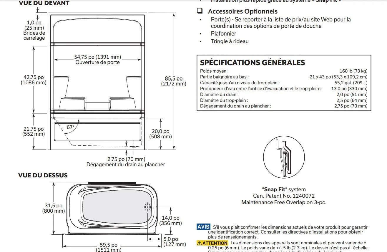 Mirolin Empire Multi Piece Tub Shower Left - Plumbing Market