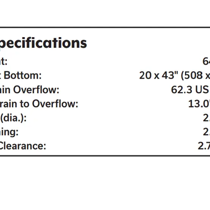 Mirolin Marlowe Drop In 60 x 36 x 20 Bathtub BO612W - Plumbing Market