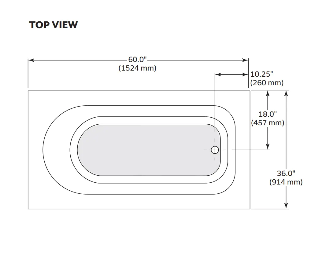 Mirolin Marlowe Drop In 60 x 36 x 20 Bathtub BO612W - Plumbing Market