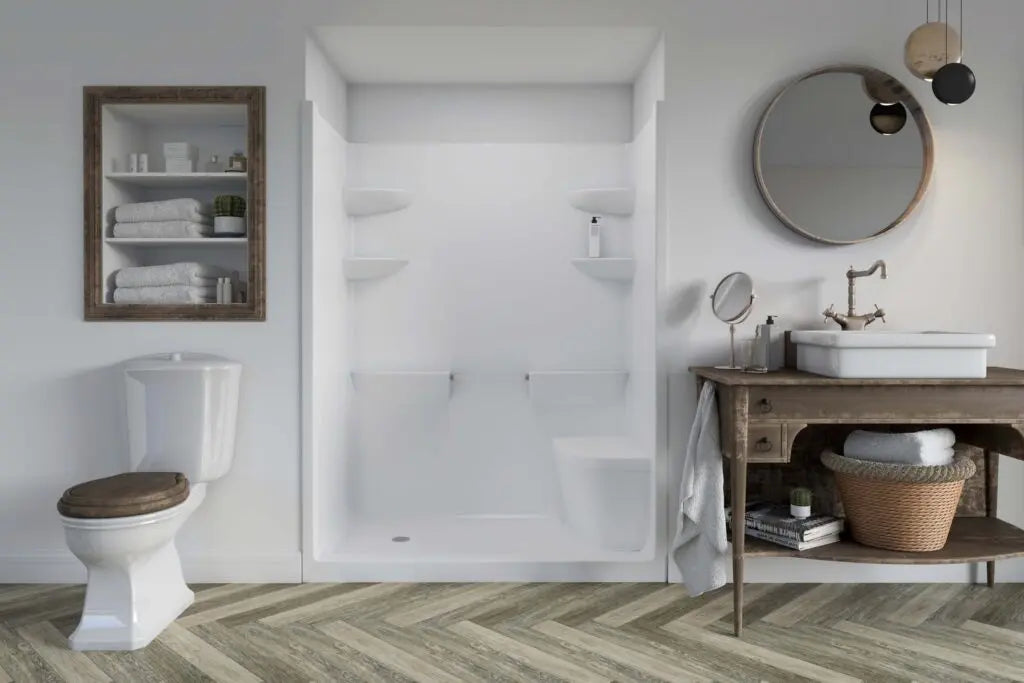 Mirolin  Melrose™ 5 One Piece Shower with Seat – End Drain- Left  MEL5LS1