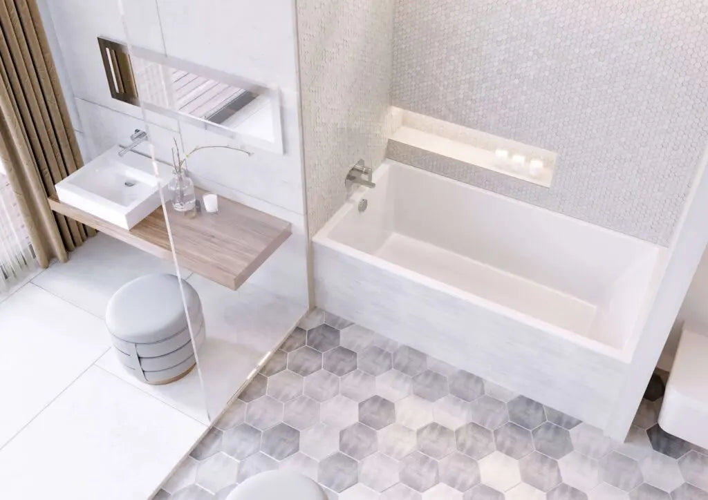 Mirolin  WHITE ENVY SLIMLINE ALCOVE BATH  - left drain  BO69SL001