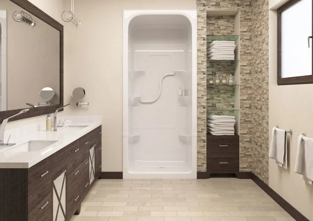Mirolin  WHITE MADISON 3 SHOWER STALL  SH3L - Left Side Plumbing