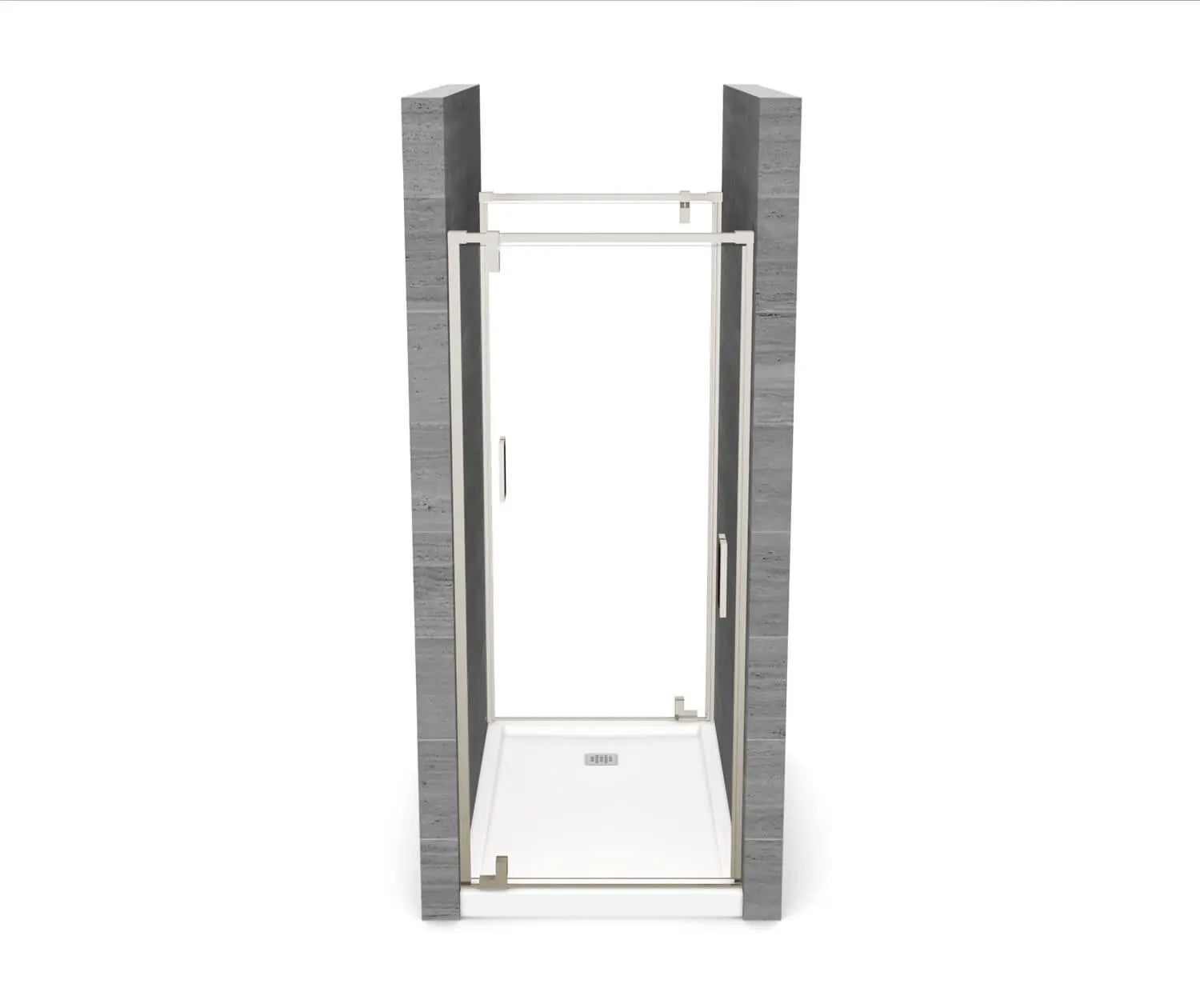 ModulR 2 34 x 78 in. 8mm Pivot Shower Door for Tunnel Installation with Clear glass in Brushed Nickel - Plumbing Market