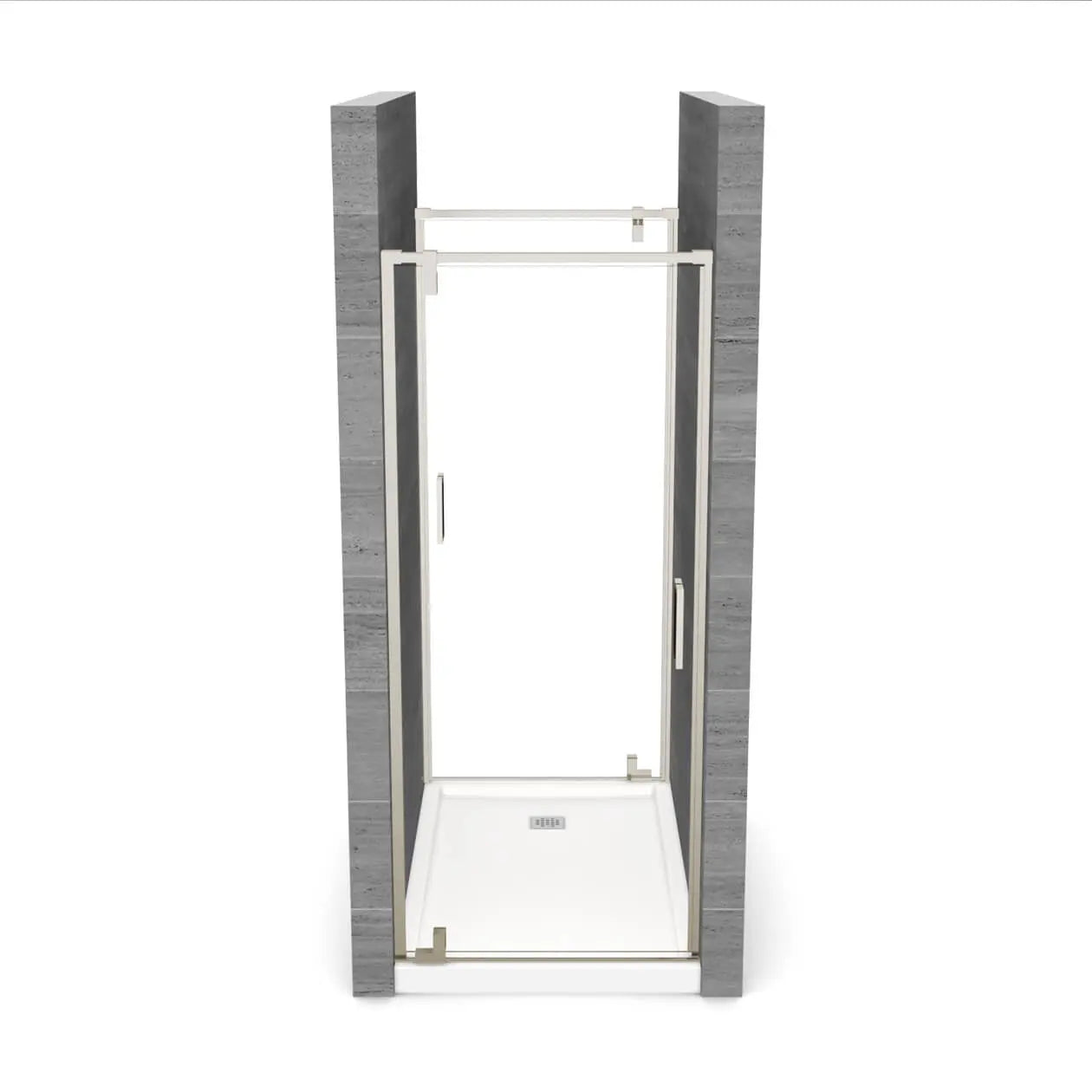 ModulR 2 34 x 78 in. 8mm Pivot Shower Door for Tunnel Installation with Clear glass in Brushed Nickel - Plumbing Market