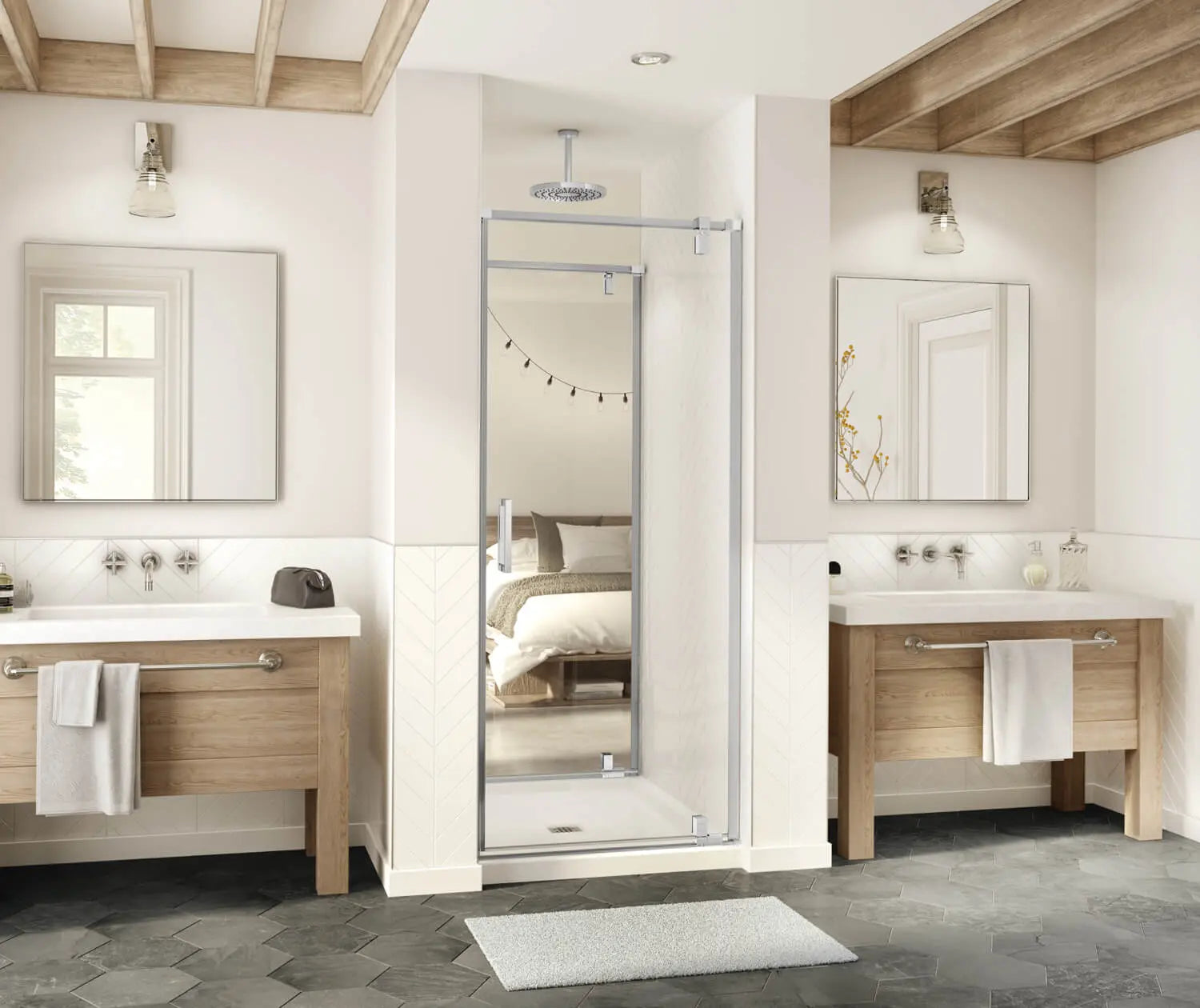 ModulR 2 34 x 78 in. 8mm Pivot Shower Door for Tunnel Installation with Clear glass in Chrome - Plumbing Market