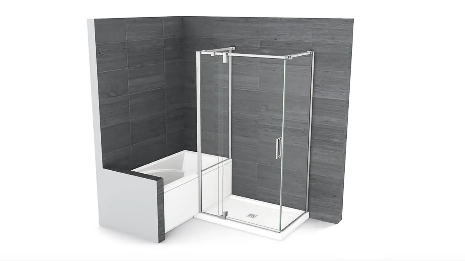 ModulR 2 34 x 78 in. 8mm Pivot Shower Door for Tunnel Installation with Clear glass in Chrome - Plumbing Market