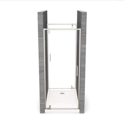 ModulR 2 36 x 78 in. 8mm Pivot Shower Door for Tunnel Installation with Clear glass in Brushed Nickel - Plumbing Market