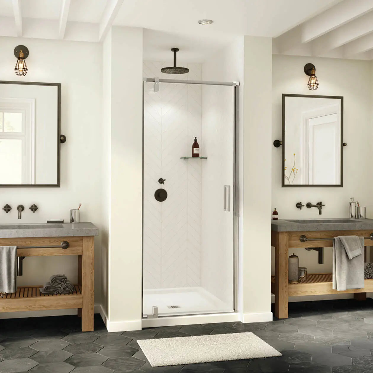 ModulR 34 x 78 in. 8 mm Pivot Shower Door for Alcove Installation with Clear glass in Chrome - Plumbing Market