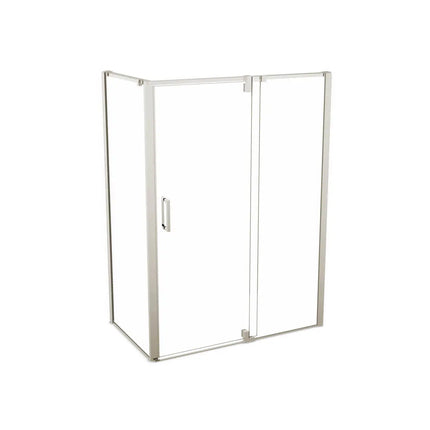 ModulR 48 x 32 x 78 in. 8mm Pivot Shower Door for Corner Installation with Clear glass in Brushed Nickel - Plumbing Market