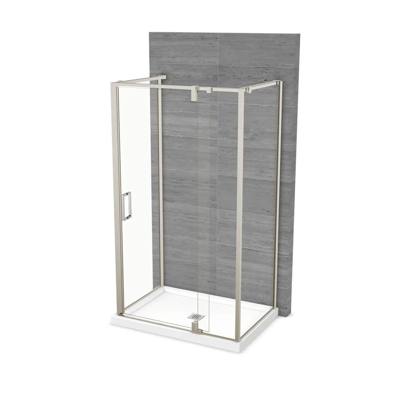 ModulR 48 x 36 x 78 in. 8mm Pivot Shower Door for Wall-mount Installation with Clear glass in Brushed Nickel - Plumbing Market