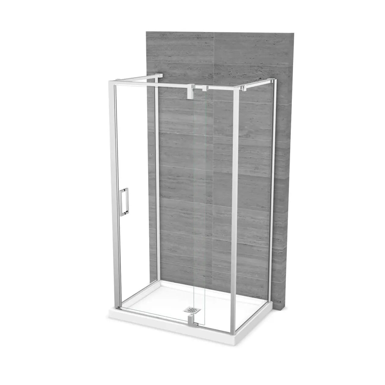 ModulR 48 x 36 x 78 in. 8mm Pivot Shower Door for Wall-mount Installation with Clear glass in Chrome - Plumbing Market
