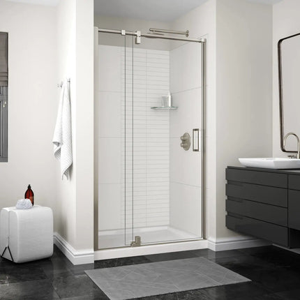 ModulR 48 x 78 in. 8 mm Pivot Shower Door for Alcove Installation with Clear glass in Brushed Nickel - Plumbing Market