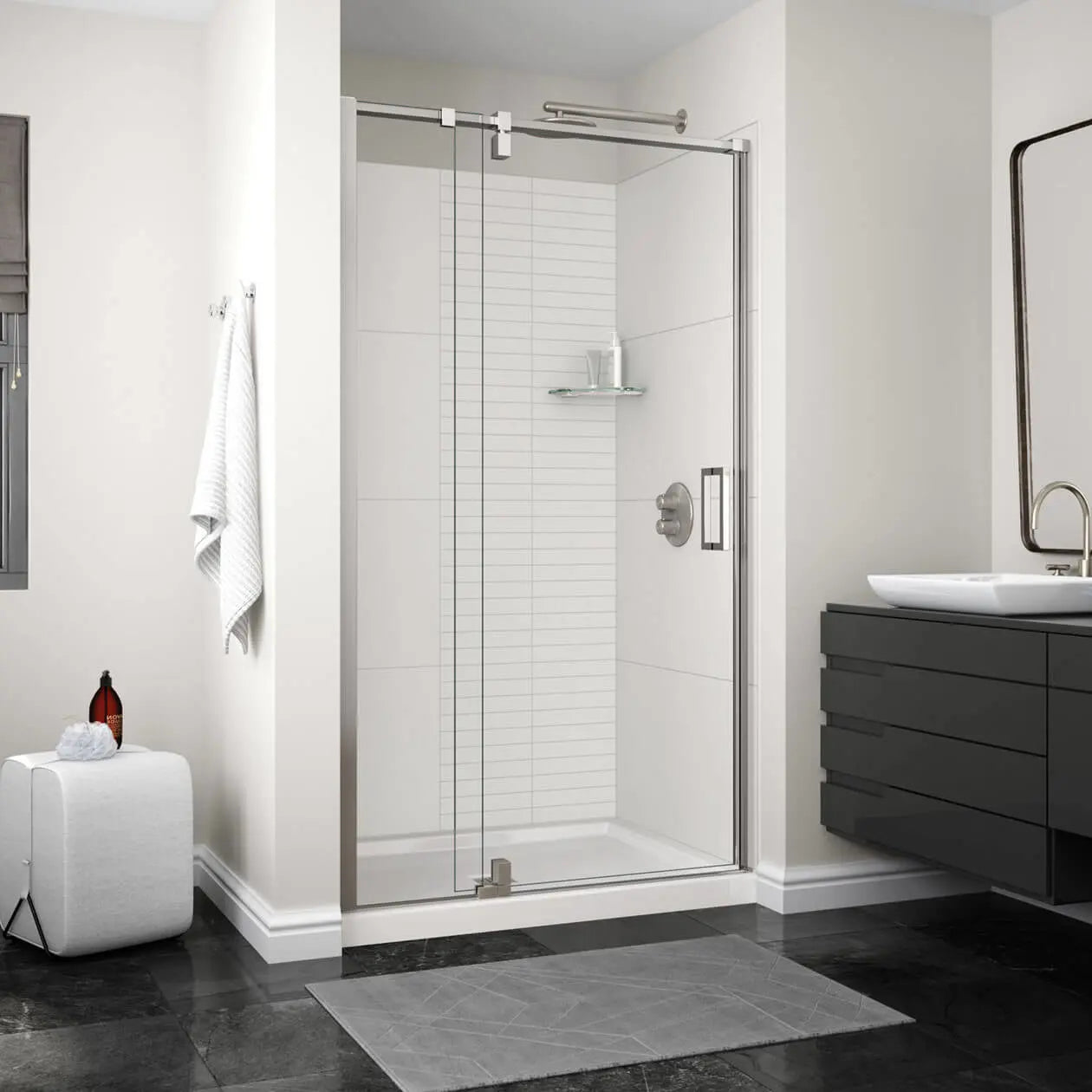 ModulR 48 x 78 in. 8 mm Pivot Shower Door for Alcove Installation with Clear glass in Chrome - Plumbing Market