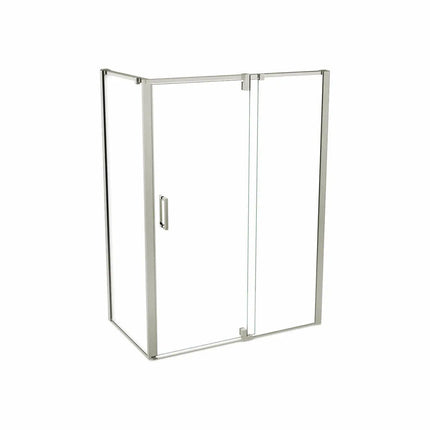 ModulR 60 x 32 x 78 in. 8mm Pivot Shower Door for Corner Installation with Clear glass in Brushed Nickel - Plumbing Market