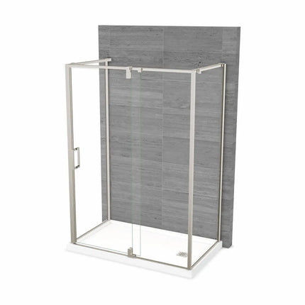 ModulR 60 x 32 x 78 in. 8mm Pivot Shower Door for Wall-mount Installation with Clear glass in Brushed Nickel - Plumbing Market