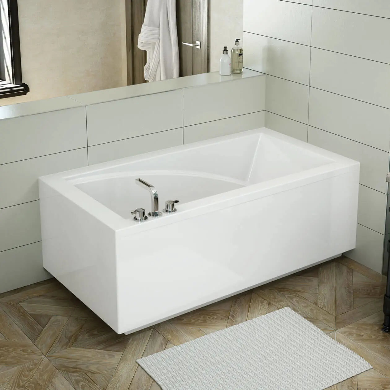 ModulR 6032 (With Armrests) Acrylic Corner Right Left-Hand Drain Bathtub in White - Plumbing Market