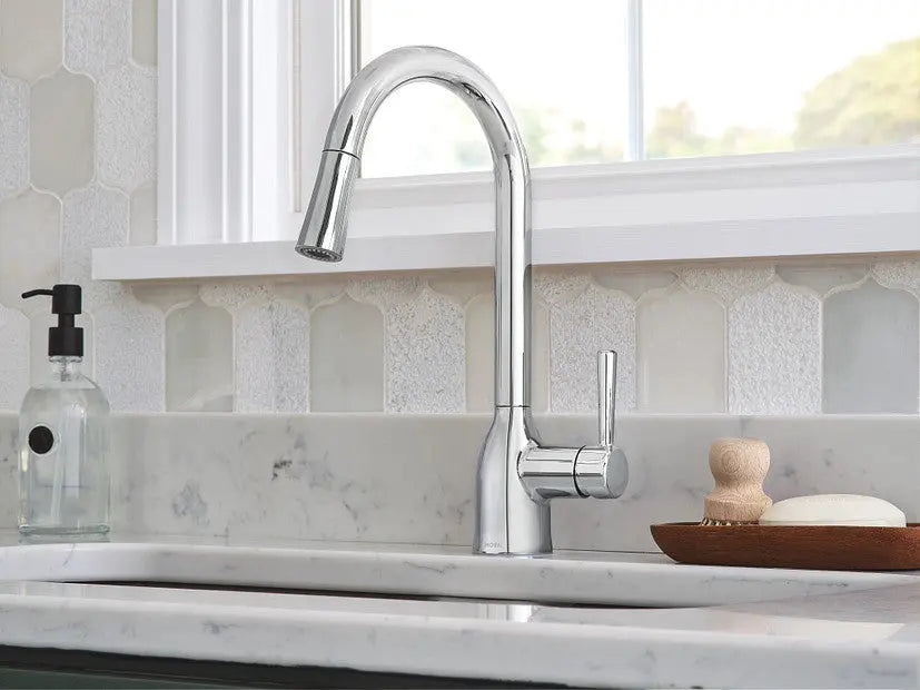 Moen Adler Single Handle High Arc Pull Down Kitchen Faucet in Chrome - Plumbing Market