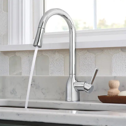 Moen Adler Single Handle High Arc Pull Down Kitchen Faucet in Chrome - Plumbing Market