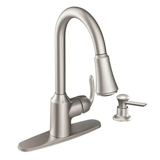 Moen Bayhill Spot Resist Stainless One-Handle High Arc Pulldown Kitchen Faucet  CA87094SRS - Plumbing Market