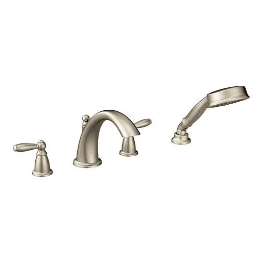 Moen Brantford Brushed Nickel Two-Handle Low Arc Roman Tub Faucet Including Handheld Shower  T924BN - Plumbing Market