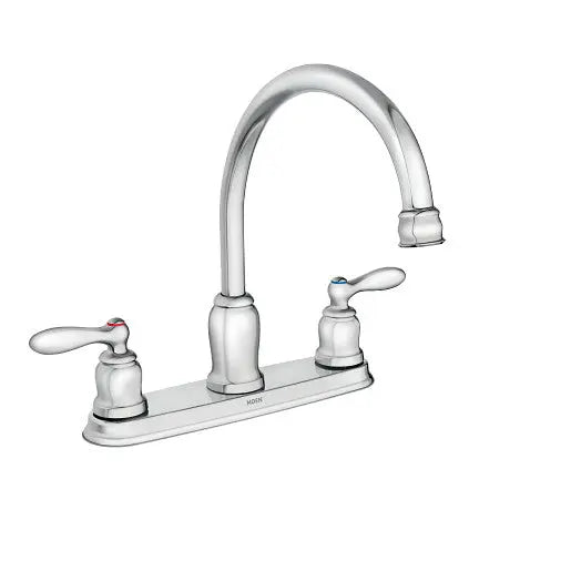 Moen Caldwell Chrome Two-Handle Low Arc Kitchen Faucet  87859 - Plumbing Market