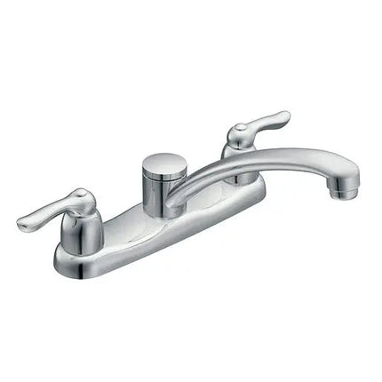 Moen Chateau Chrome Two-Handle Low Arc Kitchen Faucet  7906 - Plumbing Market
