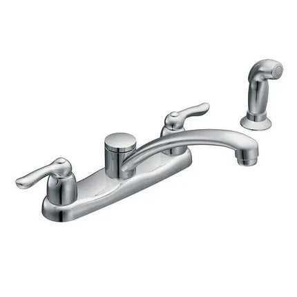 Moen Chateau Chrome Two-Handle Low Arc Kitchen Faucet  7907 - Plumbing Market
