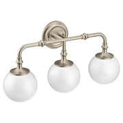 Moen Colinet Brushed Nickel Three Globe Bath Light  YB0563BN - Plumbing Market