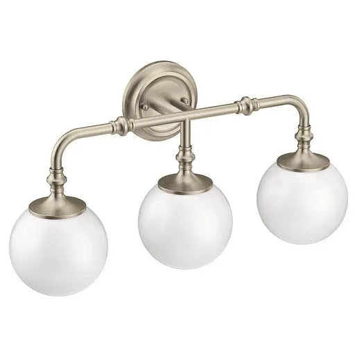 Moen Colinet Brushed Nickel Three Globe Bath Light  YB0563BN - Plumbing Market