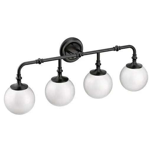 Moen Colinet Matte Black Four Globe Bath Light  YB0564BL - Plumbing Market