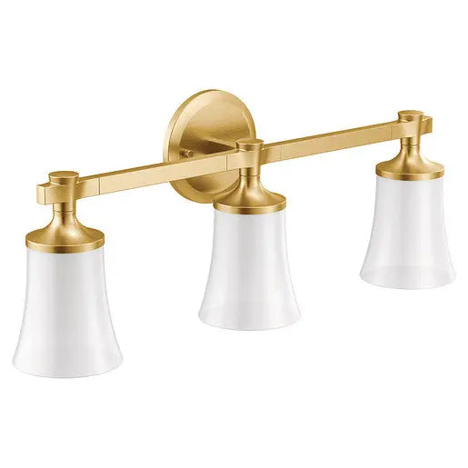 Moen Flara Brushed Gold Three Globe Bath Light  YB0363BG - Plumbing Market