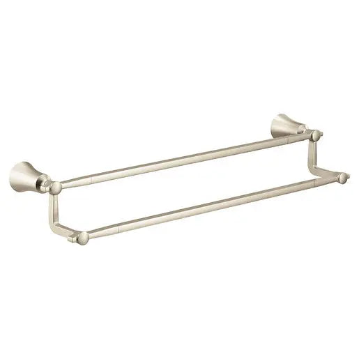 Moen Flara Brushed Nickel 24" Double Towel Bar  YB0322BN - Plumbing Market