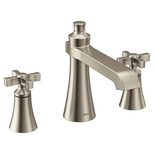 Moen Flara Brushed Nickel Two-Handle High Arc Roman Tub Faucet  TS927BN - Plumbing Market
