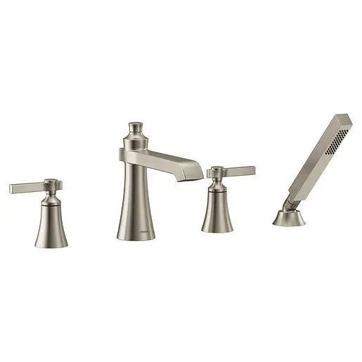 Moen Flara Brushed Nickel Two-Handle High Arc Roman Tub Faucet  TS928BN - Plumbing Market