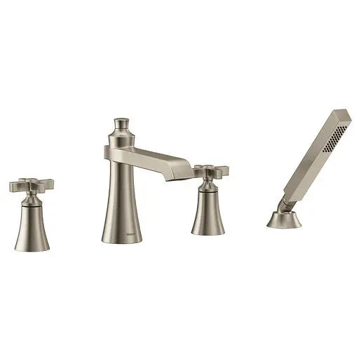 Moen Flara Brushed Nickel Two-Handle High Arc Roman Tub Faucet  TS929BN - Plumbing Market