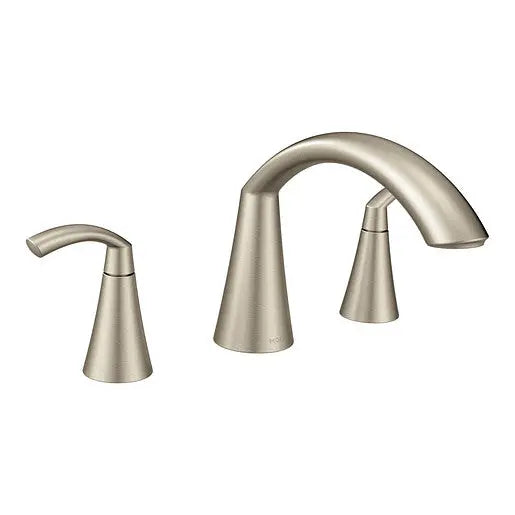 Moen Glyde Brushed Nickel Two-Handle High Arc Roman Tub Faucet  T373BN - Plumbing Market