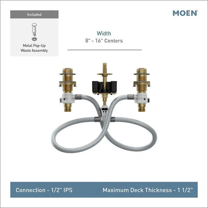 Moen M-PACT Widespread Valve 8" - 16" Centre 1/2" IPS Connection - Plumbing Market
