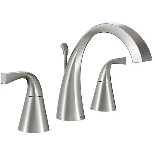 Moen Oxby Spot Resist Brushed Nickel Two-Handle High Arc Bathroom Faucet  WS84661SRN - Plumbing Market