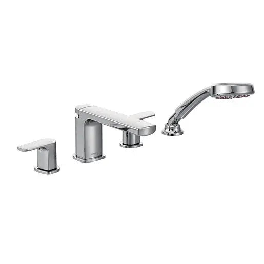 Moen Rizon Chrome Two-Handle Low Arc Roman Tub Faucet Including Handheld Shower  T936 - Plumbing Market