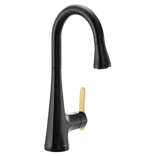 Moen Sinema Matte Black One-Handle High Arc Pulldown Bar Faucet  S6235BL - Plumbing Market