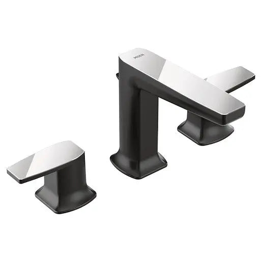 Moen Via Matte Black/Chrome Two-Handle Bathroom Faucet  TS8002BLC - Plumbing Market