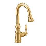 Moen Weymouth Brushed Gold One-Handle High Arc Pulldown Bar Faucet  S53004BG - Plumbing Market