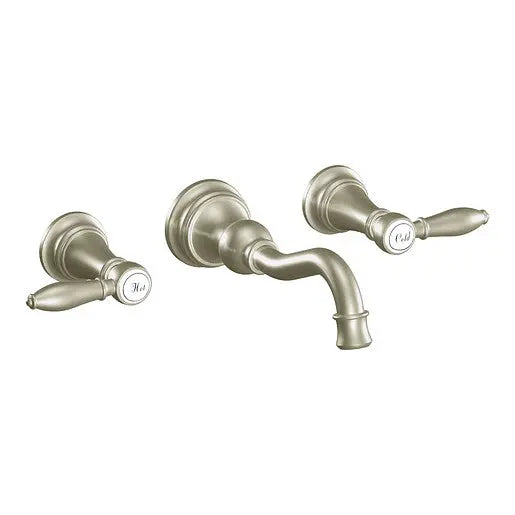 Moen Weymouth Brushed Nickel Two-Handle High Arc Wall Mount Bathroom Faucet  TS42106BN - Plumbing Market