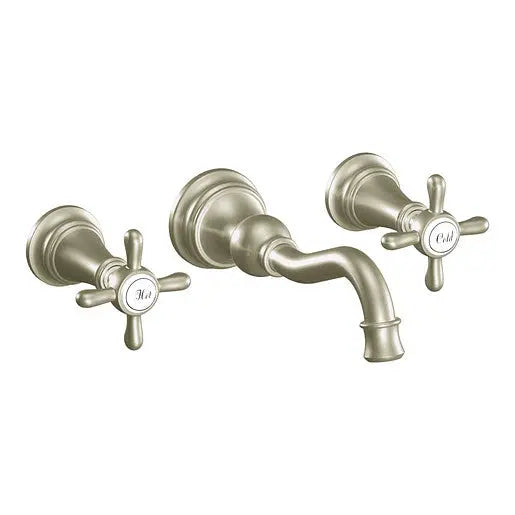 Moen Weymouth Brushed Nickel Two-Handle High Arc Wall Mount Bathroom Faucet  TS42112BN - Plumbing Market