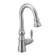 Moen Weymouth Chrome One-Handle High Arc Pulldown Bar Faucet  S53004 - Plumbing Market