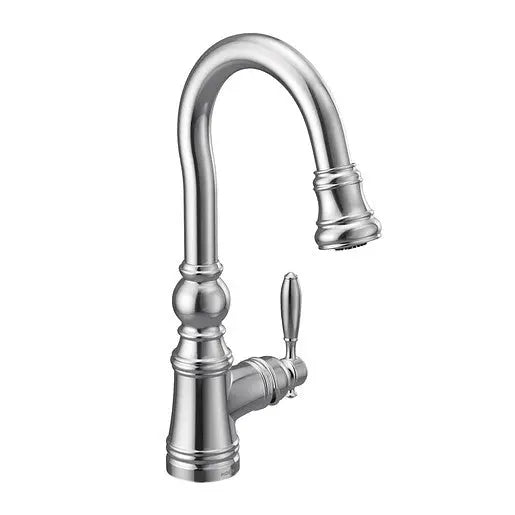 Moen Weymouth Chrome One-Handle High Arc Pulldown Bar Faucet  S53004 - Plumbing Market