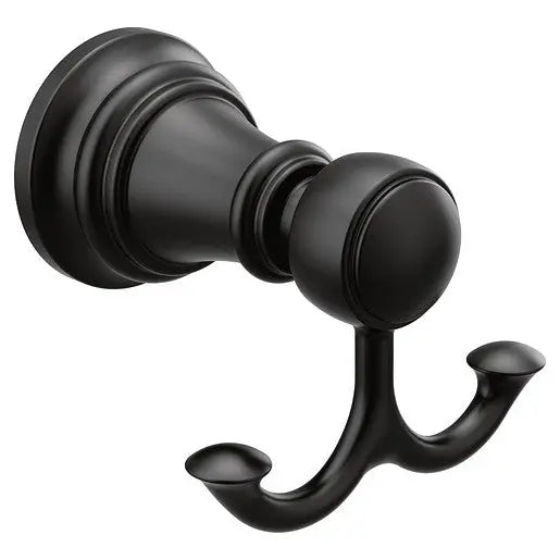 Moen Weymouth Matte Black Double Robe Hook  YB8403BL - Plumbing Market