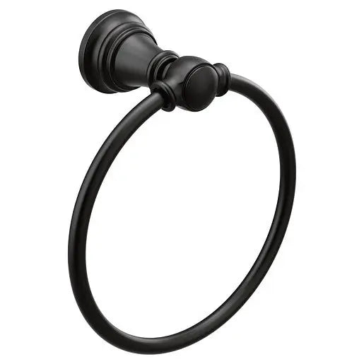 Moen Weymouth Matte Black Towel Ring  YB8486BL - Plumbing Market