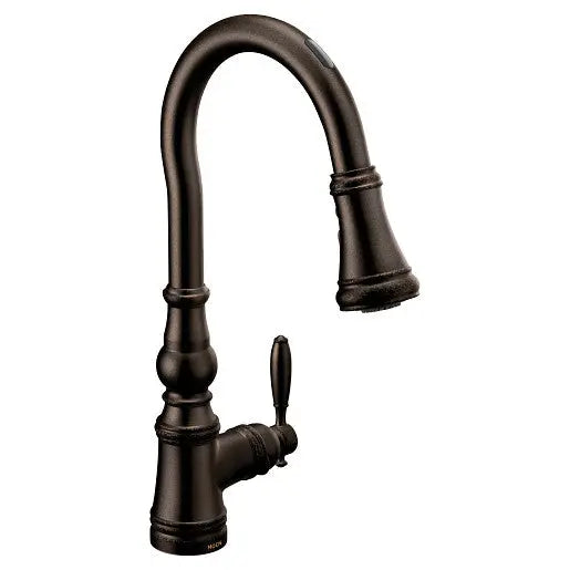 Moen Weymouth Motion Control Smart Kitchen Faucet In Oil Rubbed Bronze - One Handle High Arc Pulldown  S73004EV2ORB - Plumbing Market