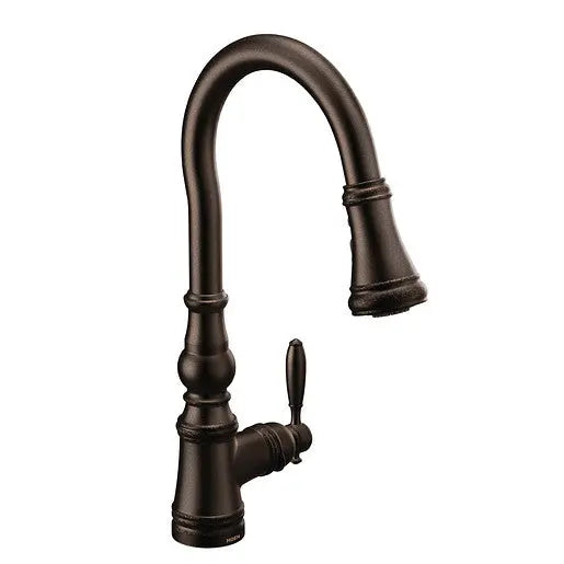 Moen Weymouth Oil Rubbed Bronze One-Handle High Arc Pulldown Kitchen Faucet  S73004ORB - Plumbing Market